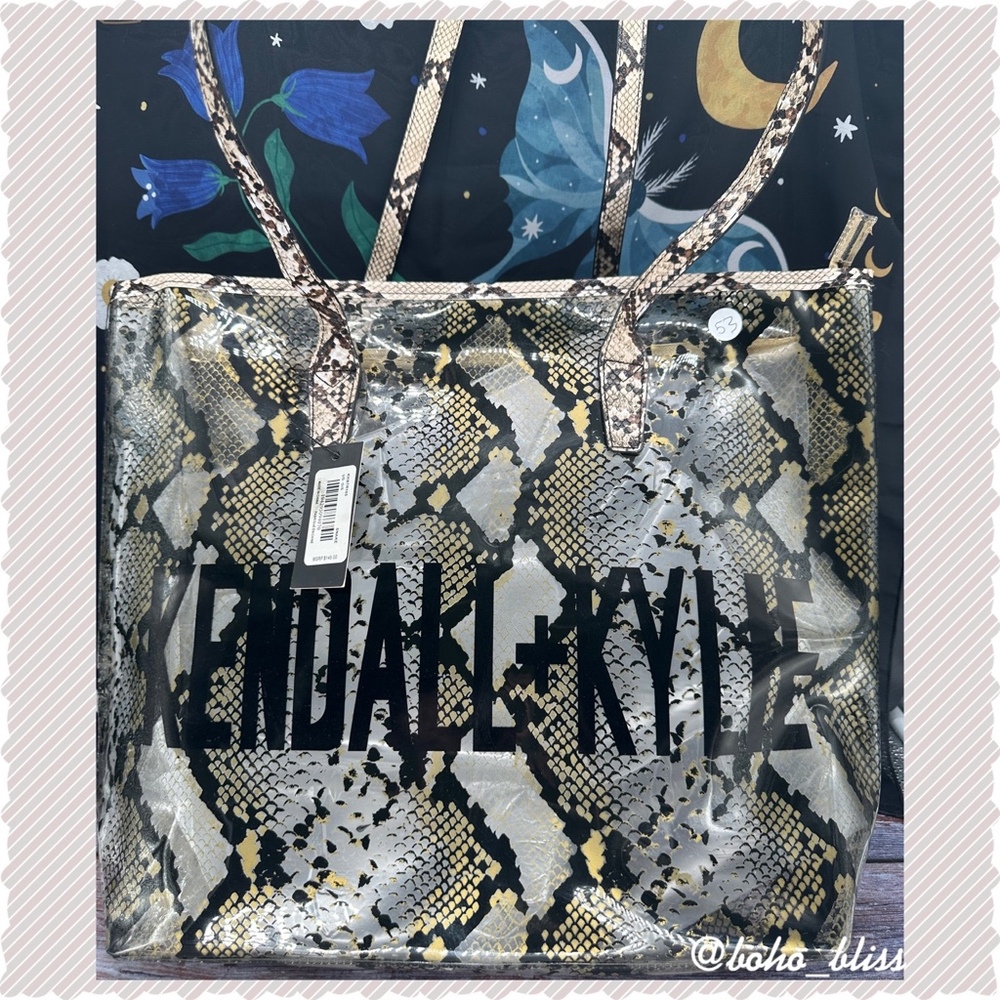 KENDALL + KYLIE | Translucent Clear Snake Print Tote Bag NWT